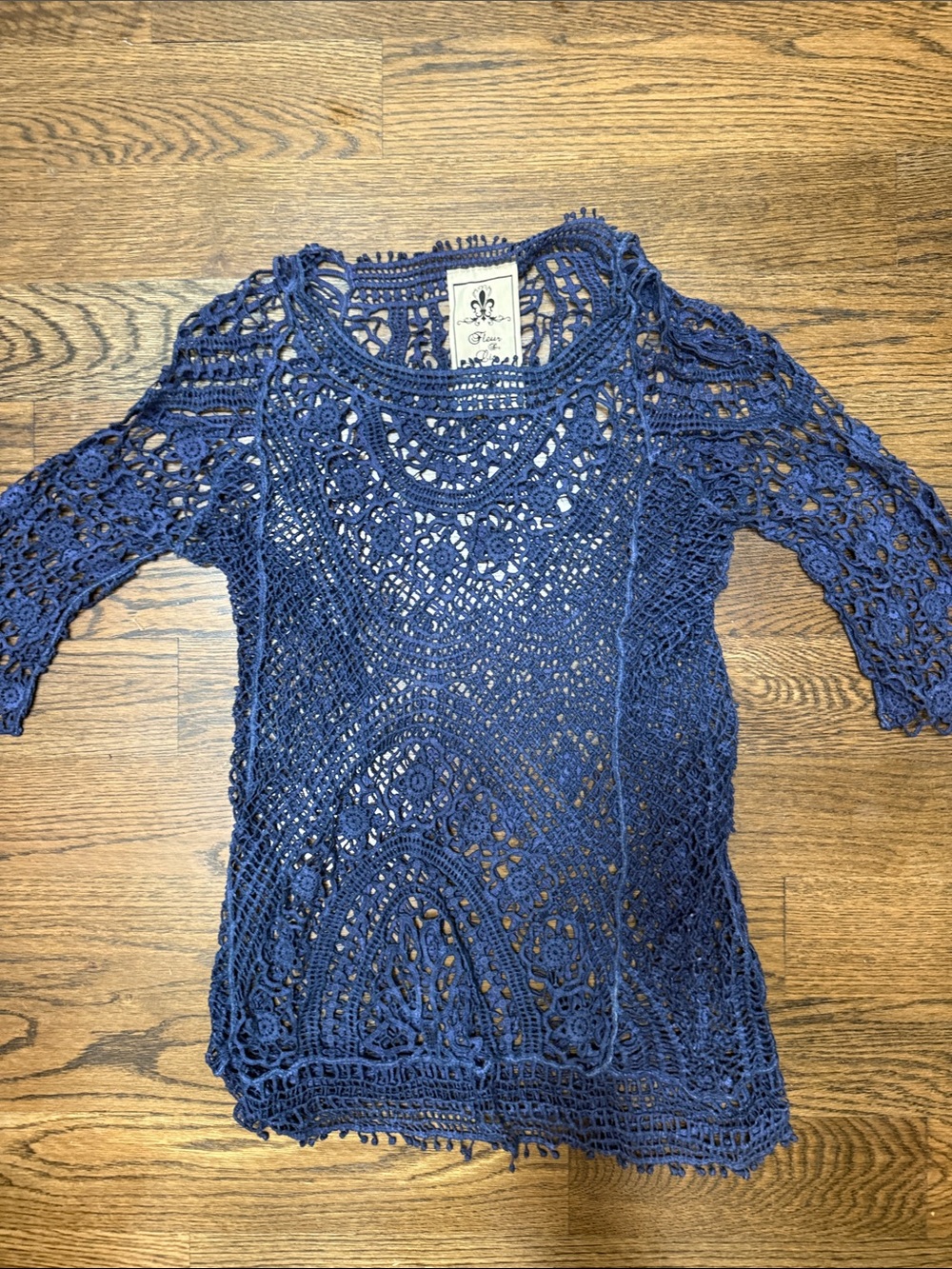 ❤️Fleur de Lis Collection Navy Crochet Swim Coverup